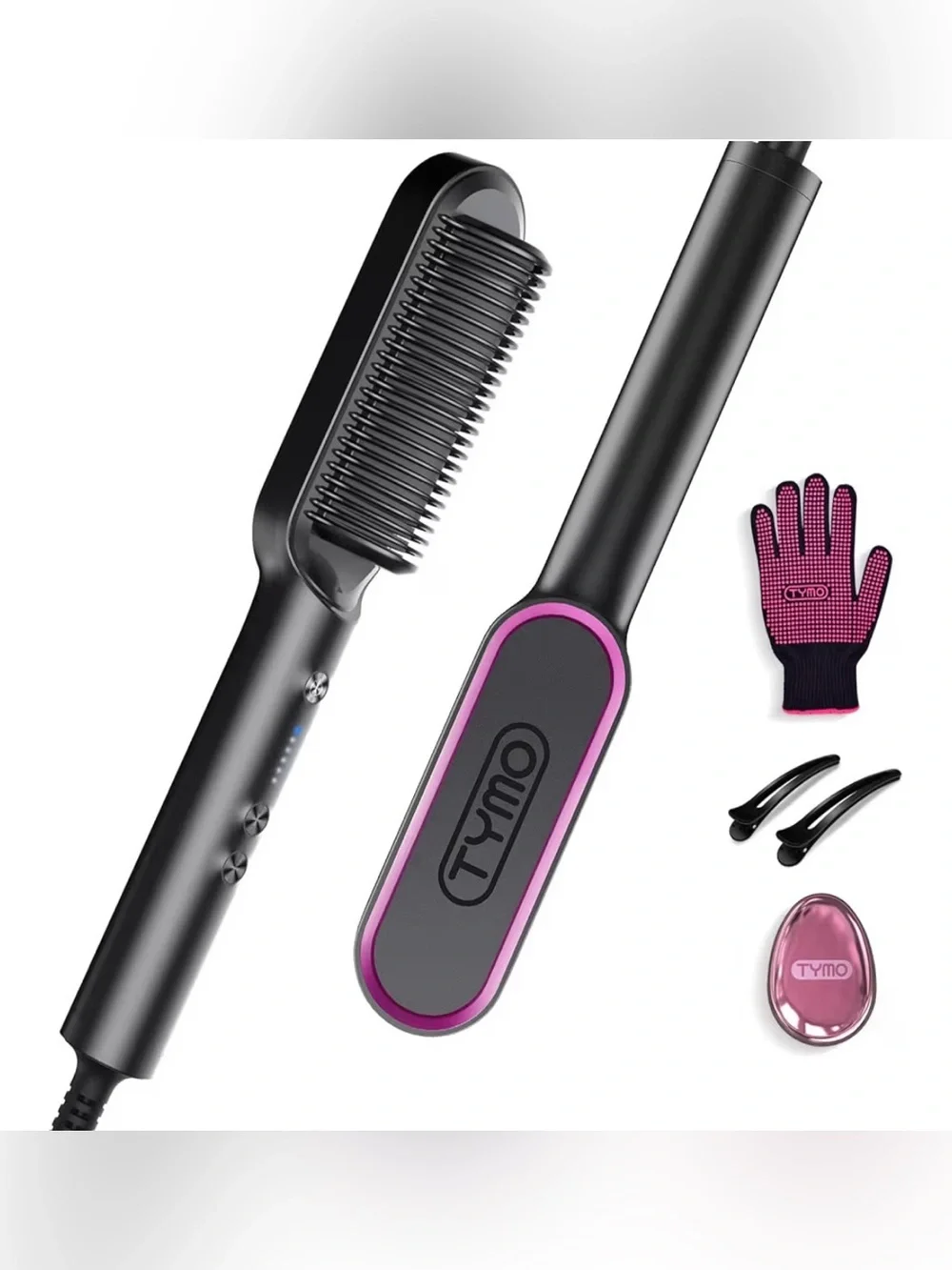 Hair Straightener Brush, TYMO Ring Hair Straightener Comb Straightening Brush